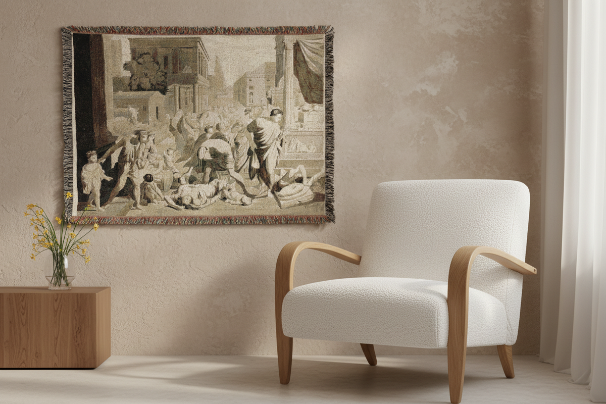 Plague of Ashdod — Poussin Tapestry Blanket