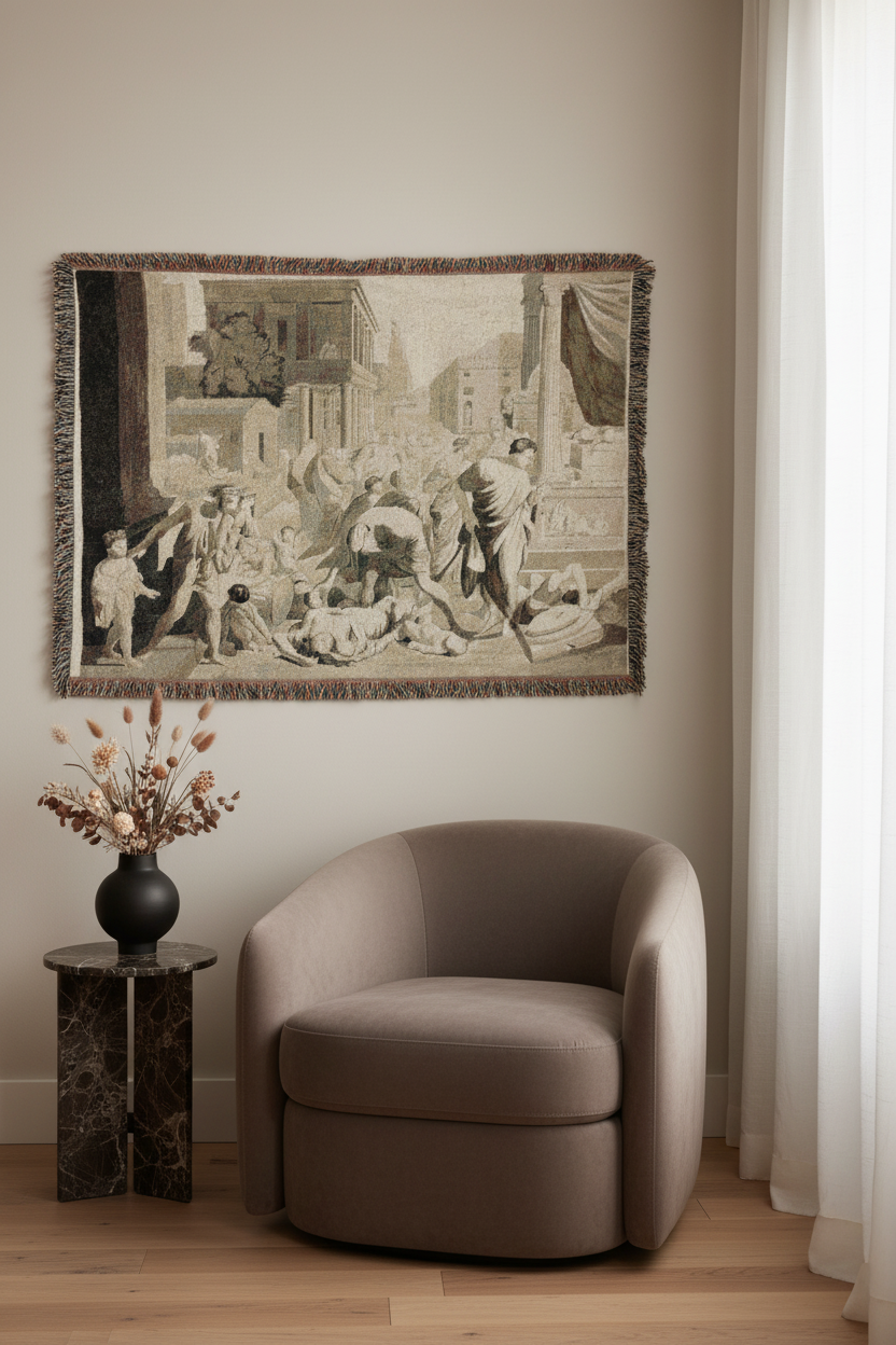 Plague of Ashdod — Poussin Tapestry Blanket