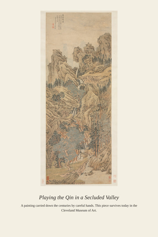Playing the Qin in a Secluded Valley - Antique Landscape Print