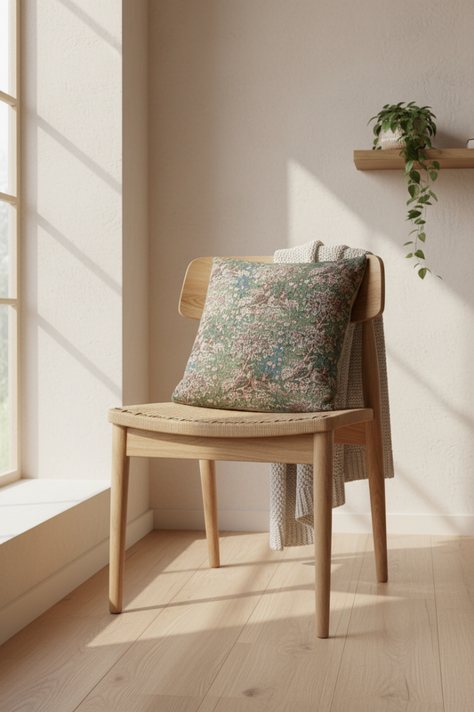 Plum Trees and Pheasants Furnishing Fabric Pillow