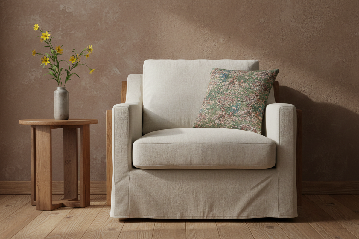 Plum Trees and Pheasants Furnishing Fabric Pillow