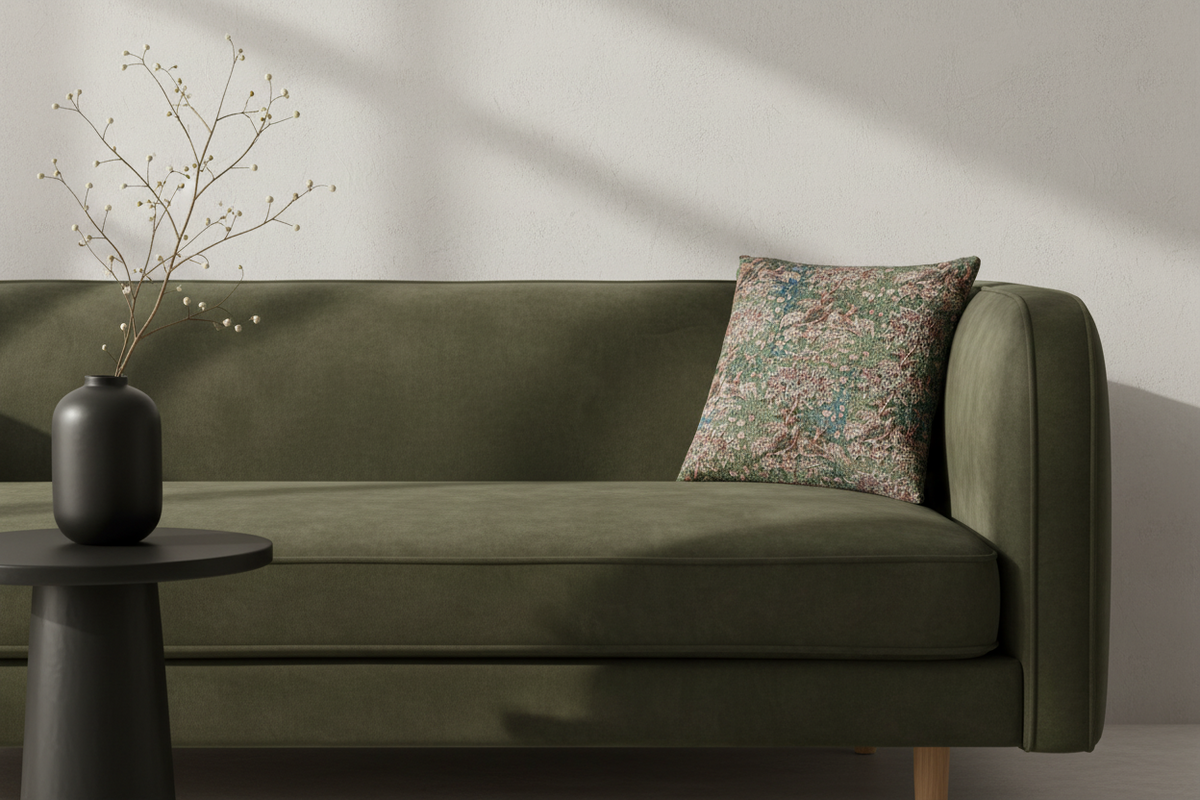 Plum Trees and Pheasants Furnishing Fabric Pillow