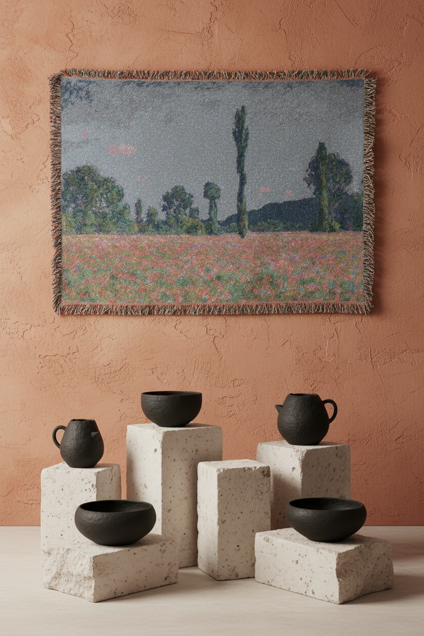 Poppy Field (Giverny) — Monet Tapestry Blanket