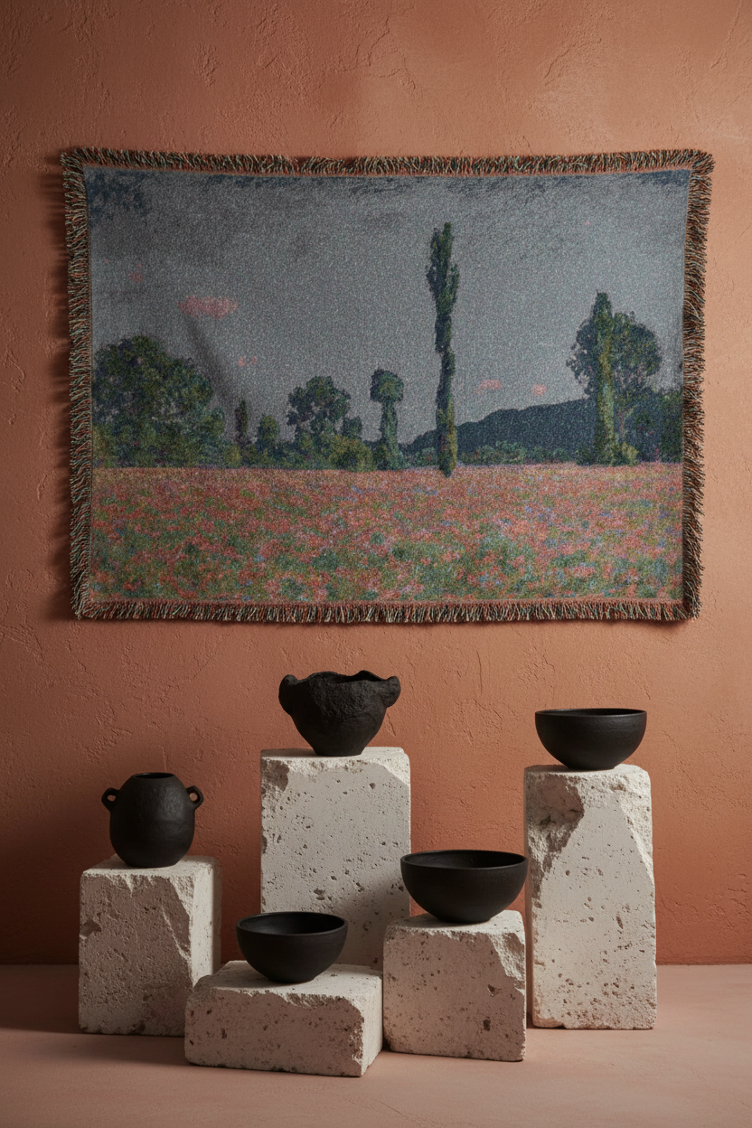 Poppy Field (Giverny) — Monet Tapestry Blanket