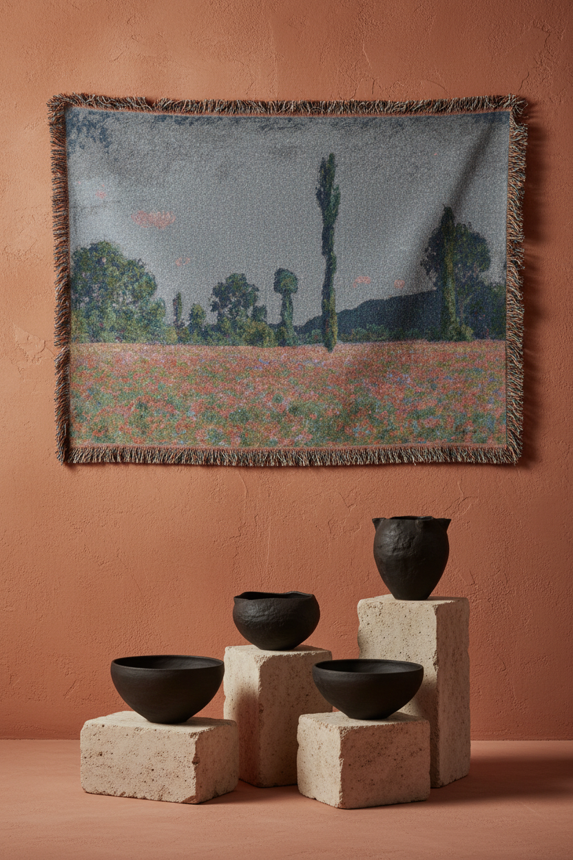 Poppy Field (Giverny) — Monet Tapestry Blanket