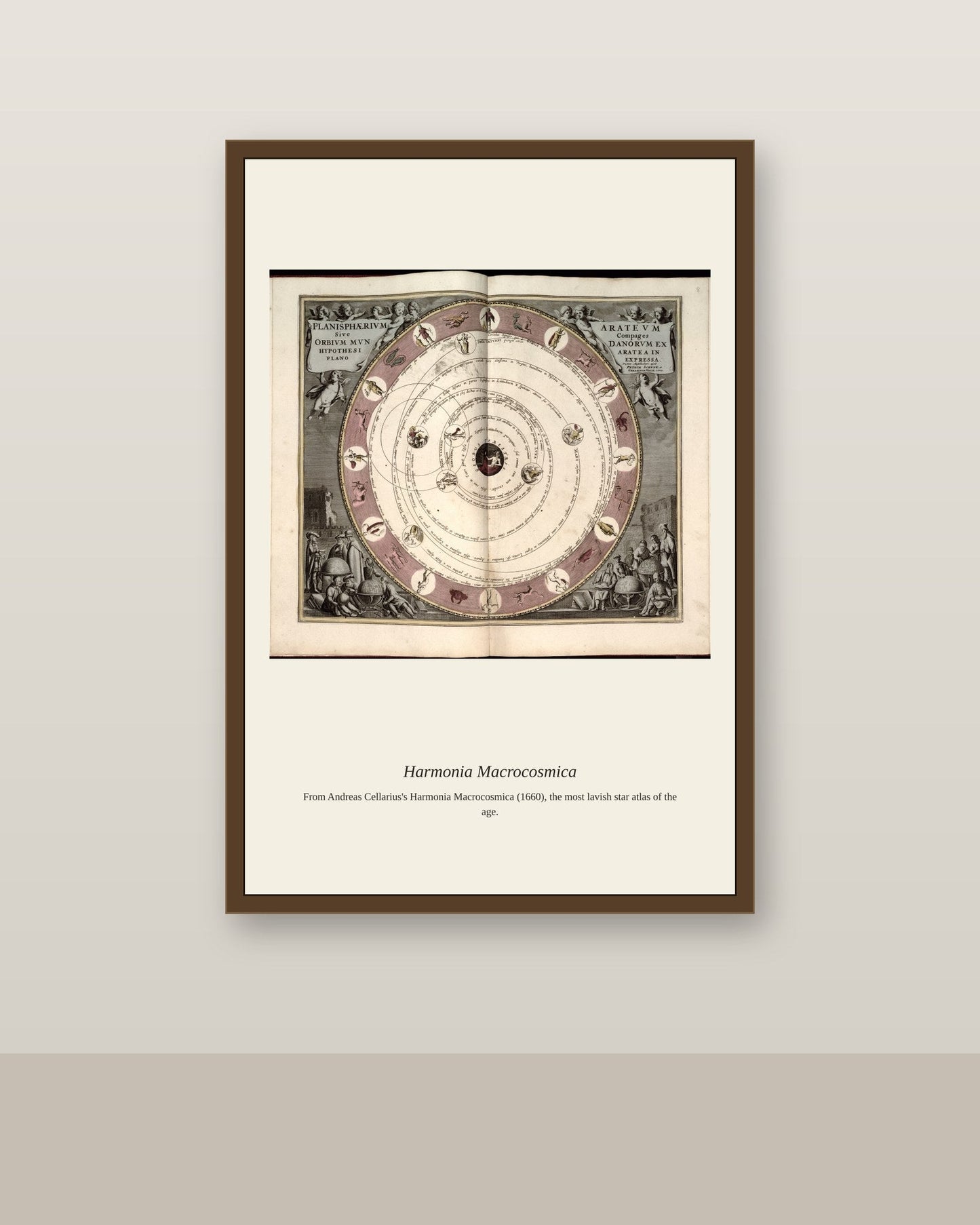 Portolan Chart by Salvatore Oliva antique nautical chart print shown framed on a wall in a styled room