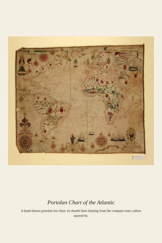 Portolan Chart of the Atlantic Ocean - Antique Nautical Chart Print