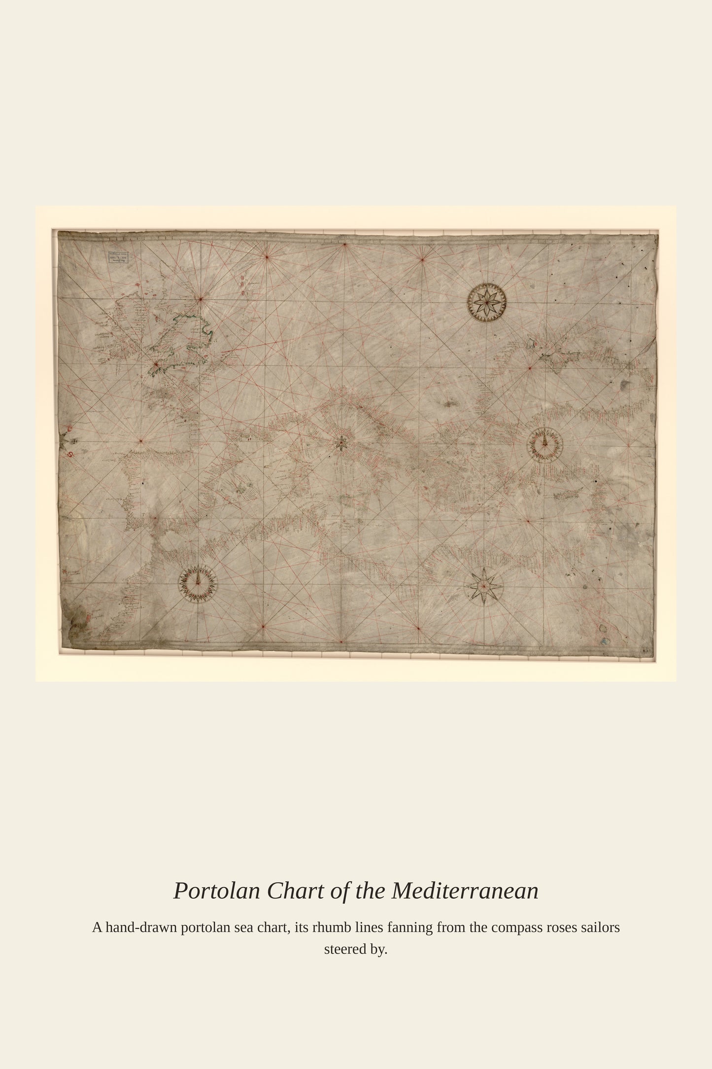 Portolan Chart of the Mediterranean - Antique Nautical Chart Print