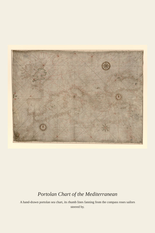Portolan Chart of the Mediterranean - Antique Nautical Chart Print