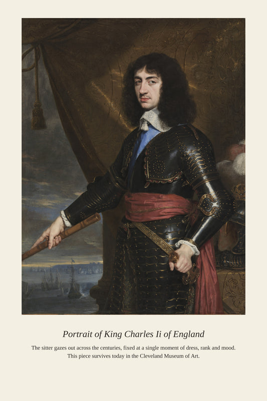 Portrait of King Charles Ii of England - Antique Portrait Print