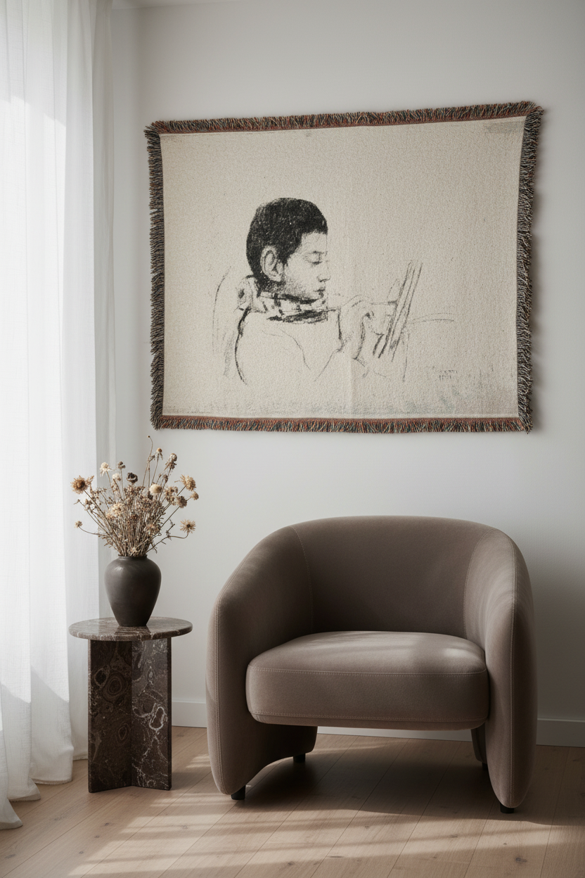 Portrait of Lucien Pissarro — Pissarro Tapestry Blanket