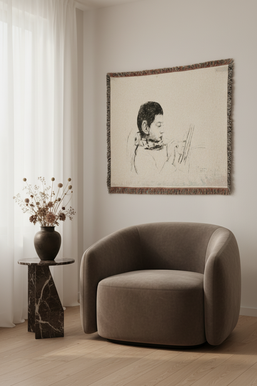 Portrait of Lucien Pissarro — Pissarro Tapestry Blanket