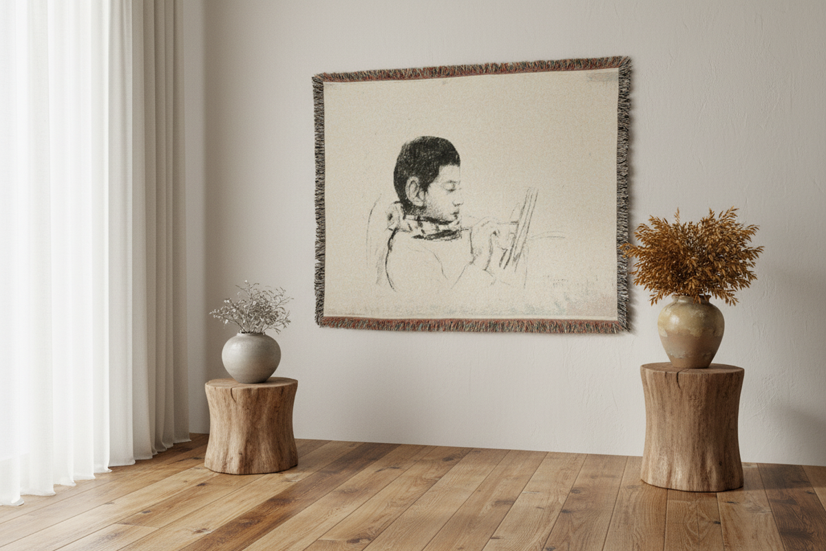 Portrait of Lucien Pissarro — Pissarro Tapestry Blanket