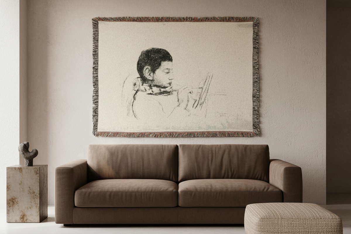 Portrait of Lucien Pissarro — Pissarro Tapestry Blanket