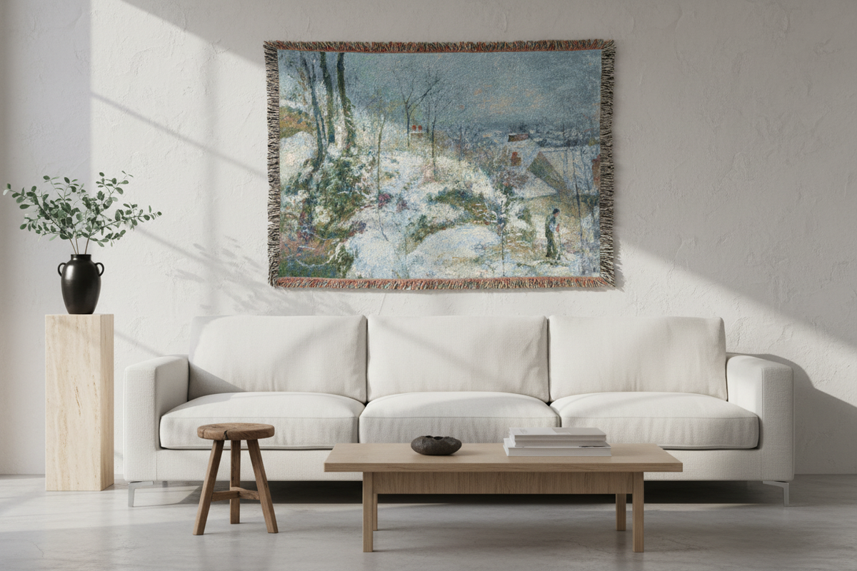 Rabbit Warren at Pontoise, Snow — Pissarro Tapestry Blanket