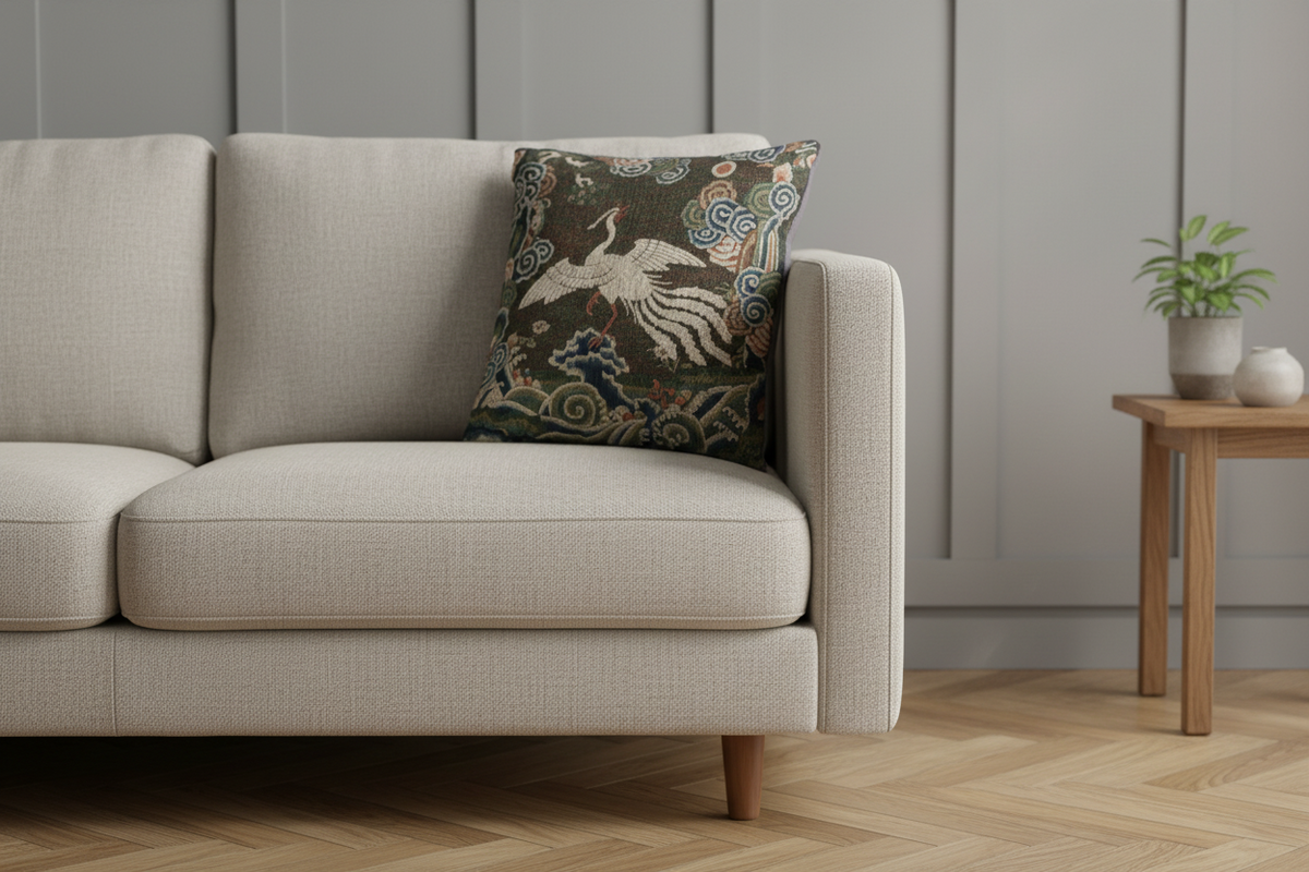 Rank Badge with Silver Pheasant II Pillow