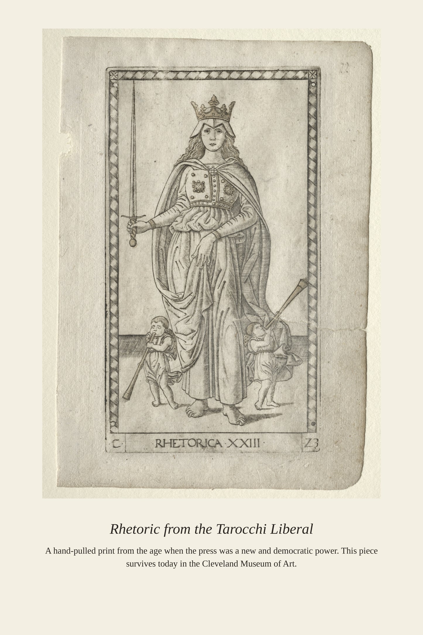 Rhetoric, Mantegna Tarocchi - Antique Historical Print