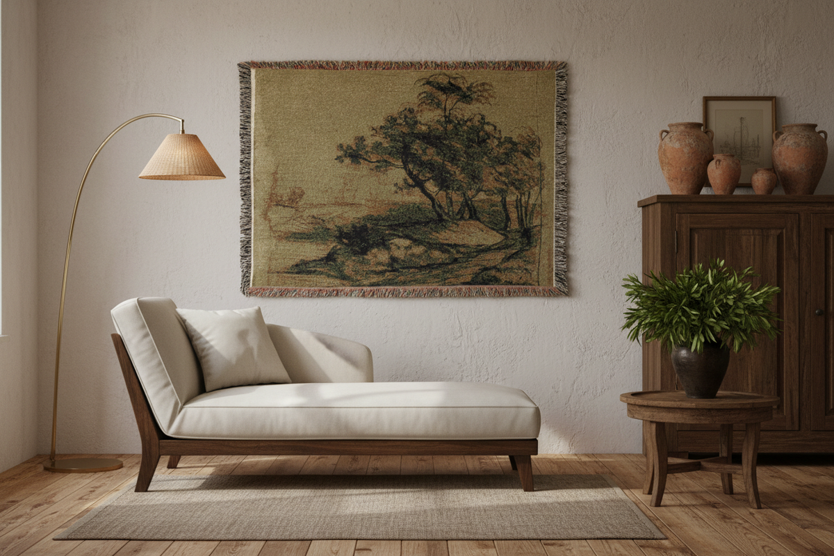 River Bank with Trees — Constable Tapestry Blanket