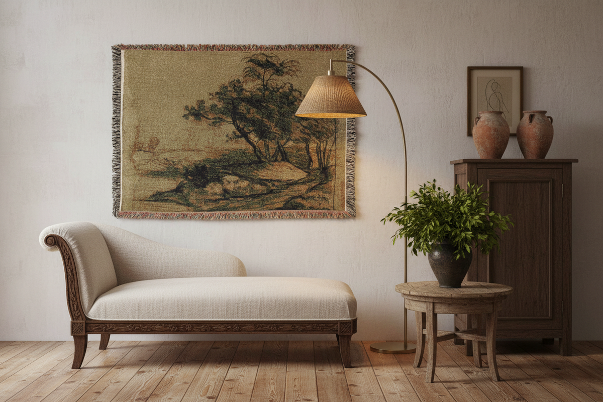 River Bank with Trees — Constable Tapestry Blanket