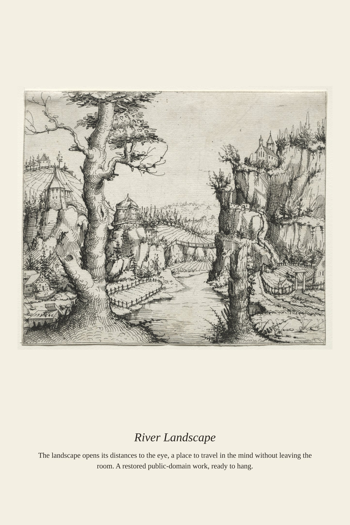 River Landscape - Antique Landscape Print