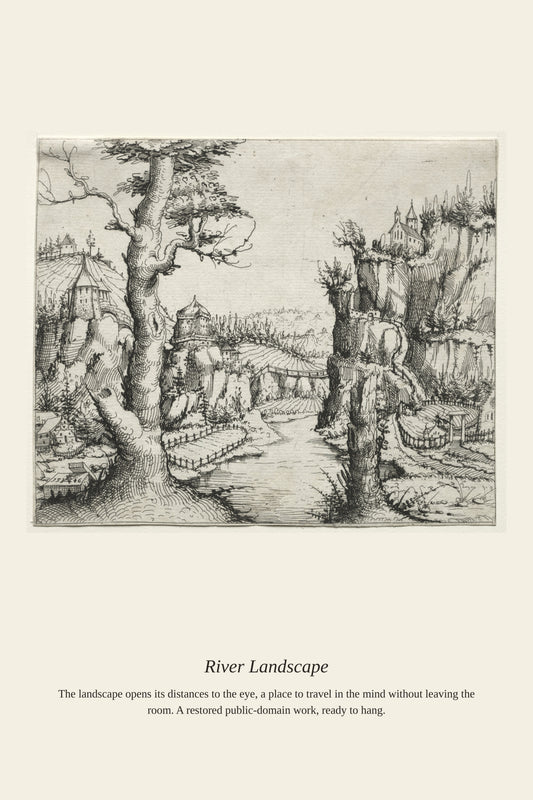 River Landscape - Antique Landscape Print