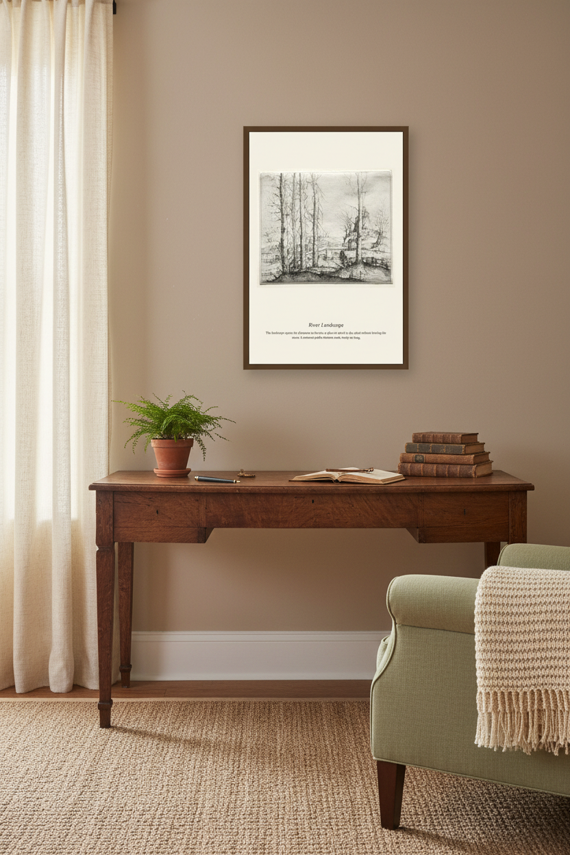 River Landscape (3) — Antique Landscape Print