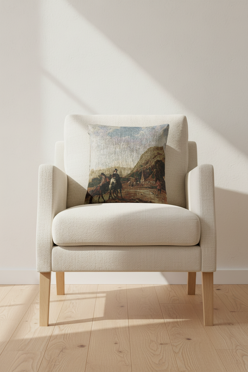 River Landscape with Horsemen — Cuyp Pillow
