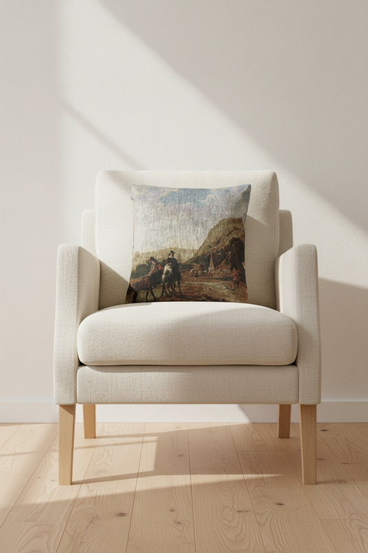 River Landscape with Horsemen — Cuyp Pillow