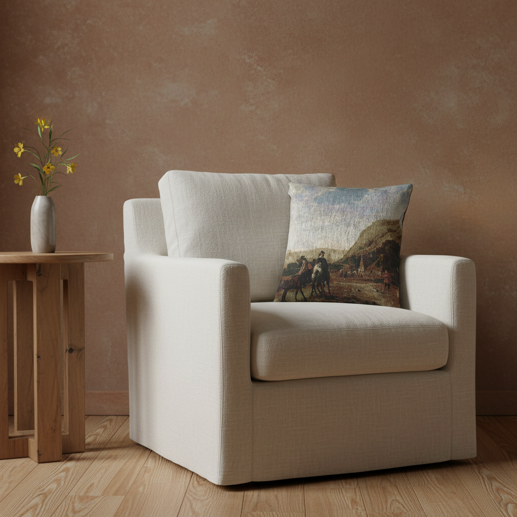 River Landscape with Horsemen — Cuyp Pillow