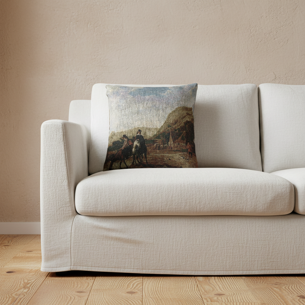 River Landscape with Horsemen — Cuyp Pillow