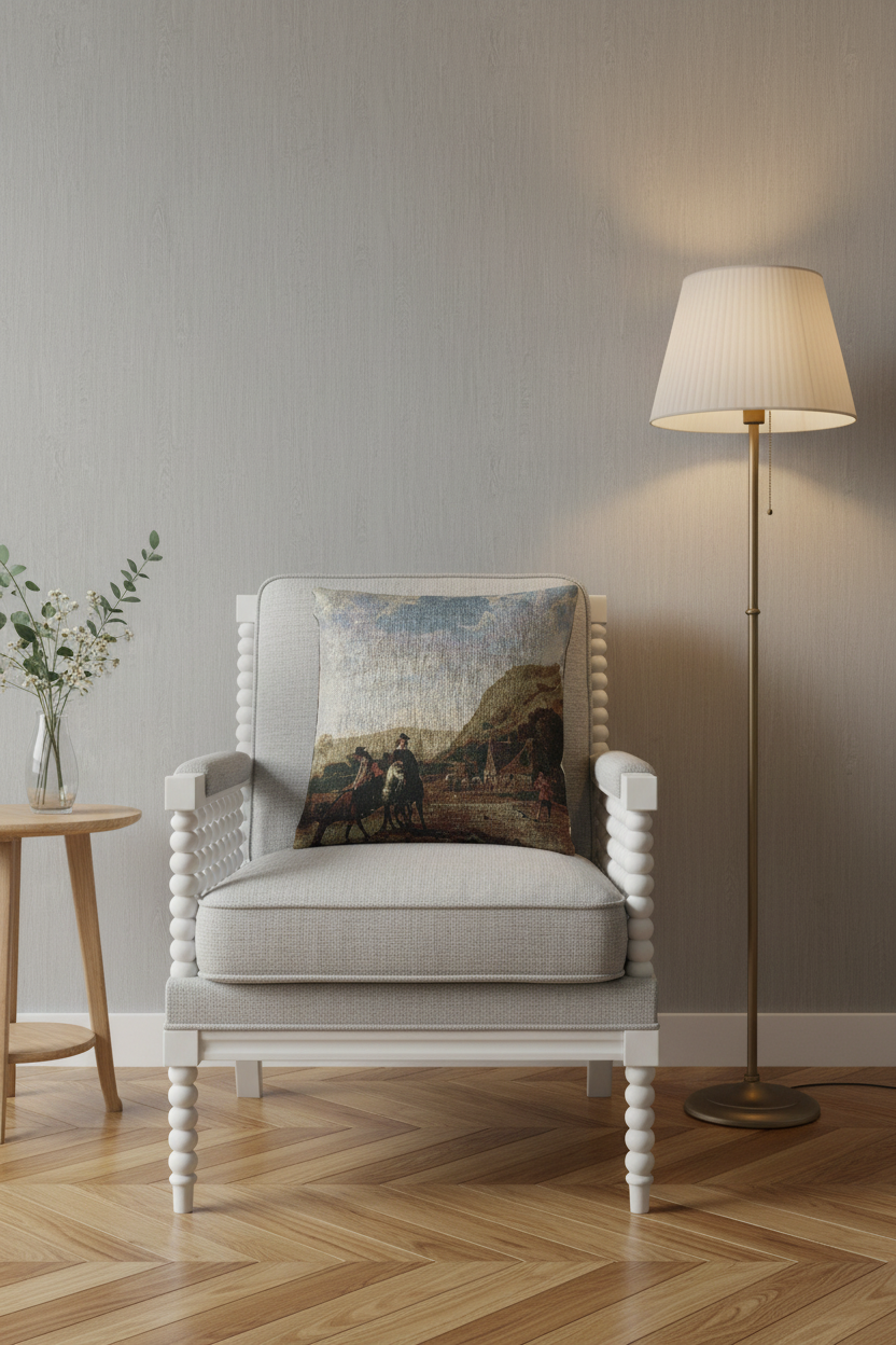 River Landscape with Horsemen — Cuyp Pillow