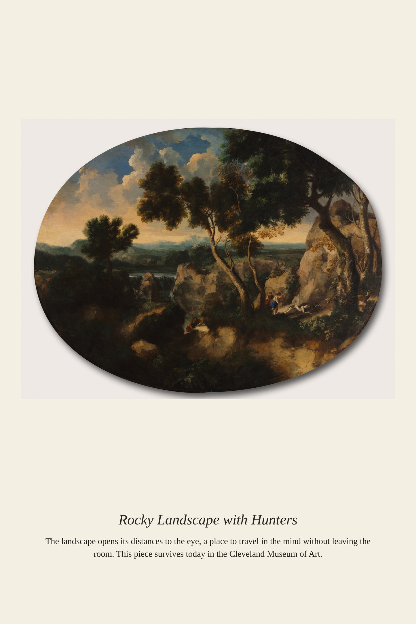 Rocky Landscape with Hunters - Antique Landscape Print