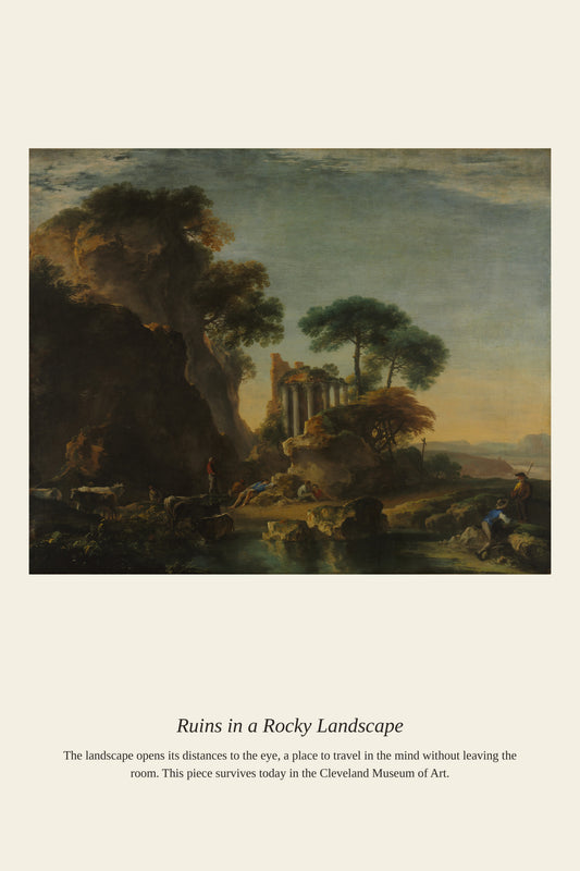 Ruins in a Rocky Landscape - Antique Landscape Print