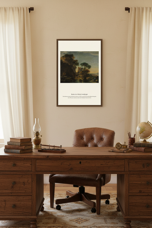 Ruins in a Rocky Landscape — Antique Landscape Print