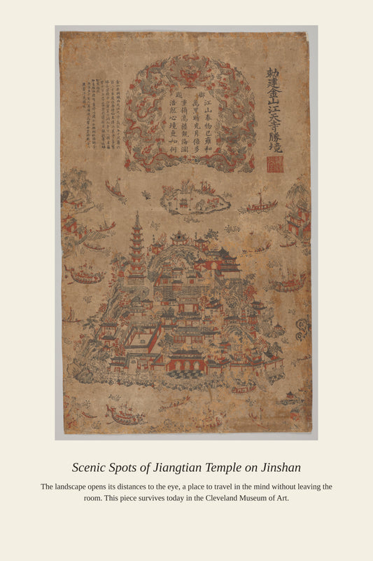 Scenic Spots of Jiangtian Temple - Antique Architectural Print