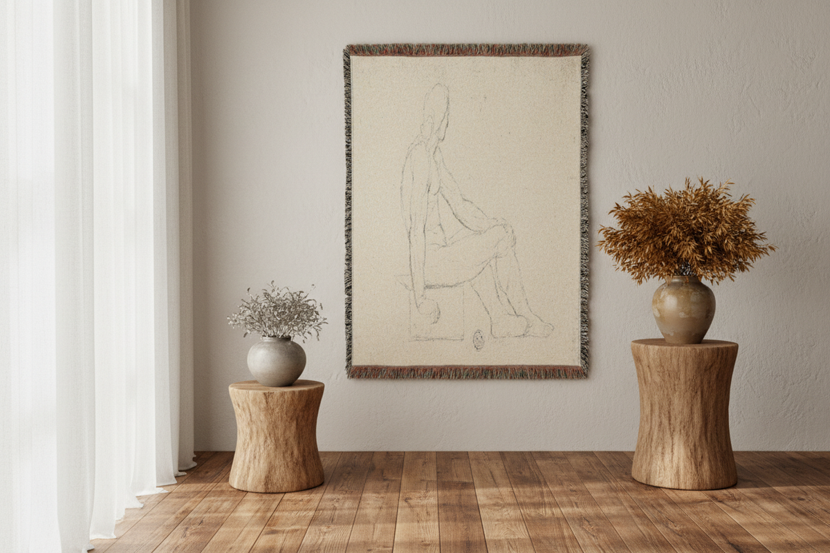 Seated Male Nude (style of David) Tapestry Blanket