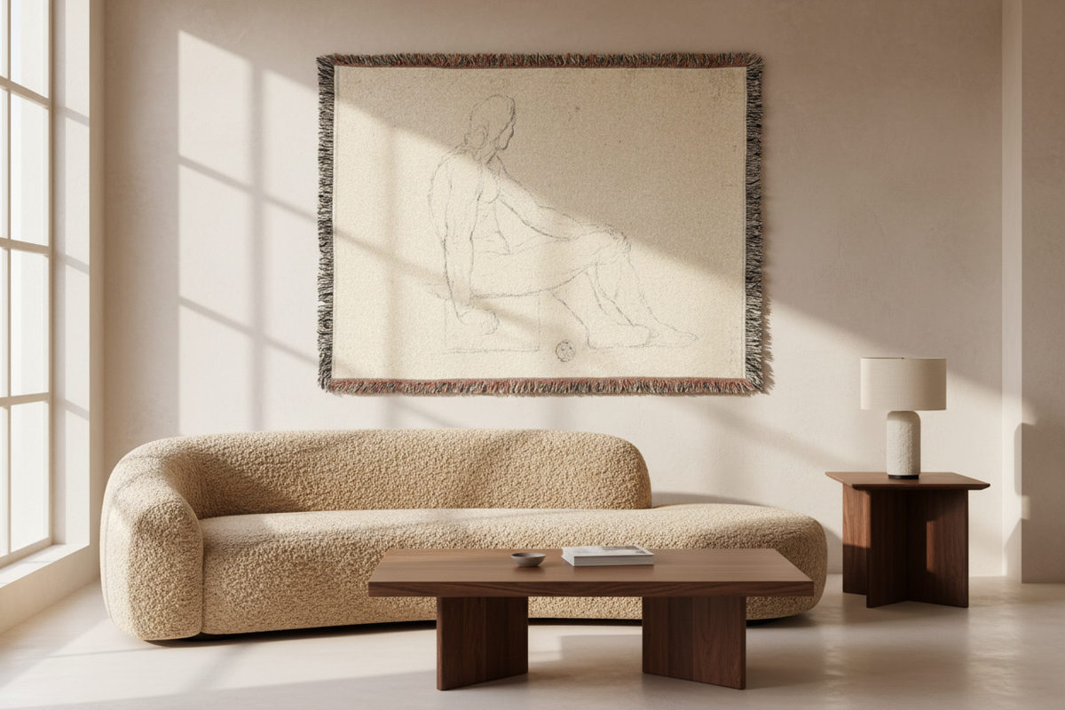 Seated Male Nude (style of David) Tapestry Blanket