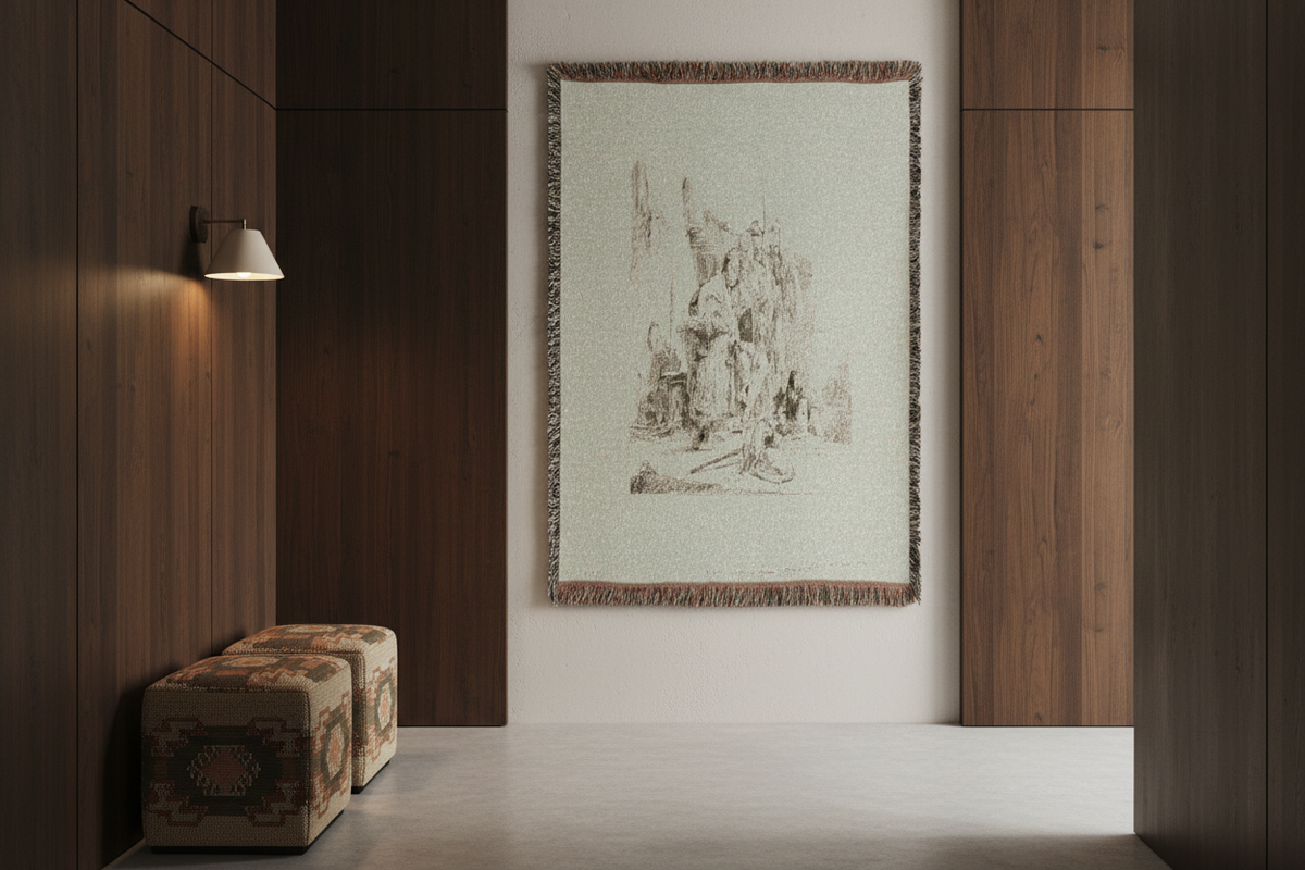 Seated Youth Leaning Against an Urn — Tiepolo Tapestry Blanket