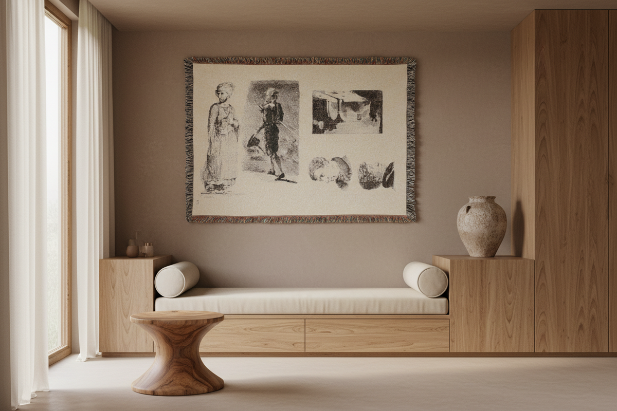 Sheet of Sketches — Delacroix Tapestry Blanket