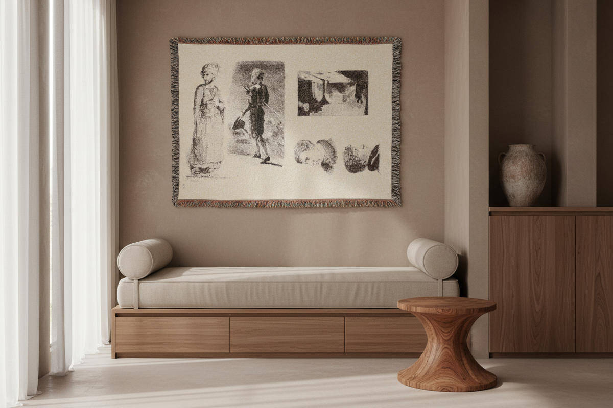 Sheet of Sketches — Delacroix Tapestry Blanket