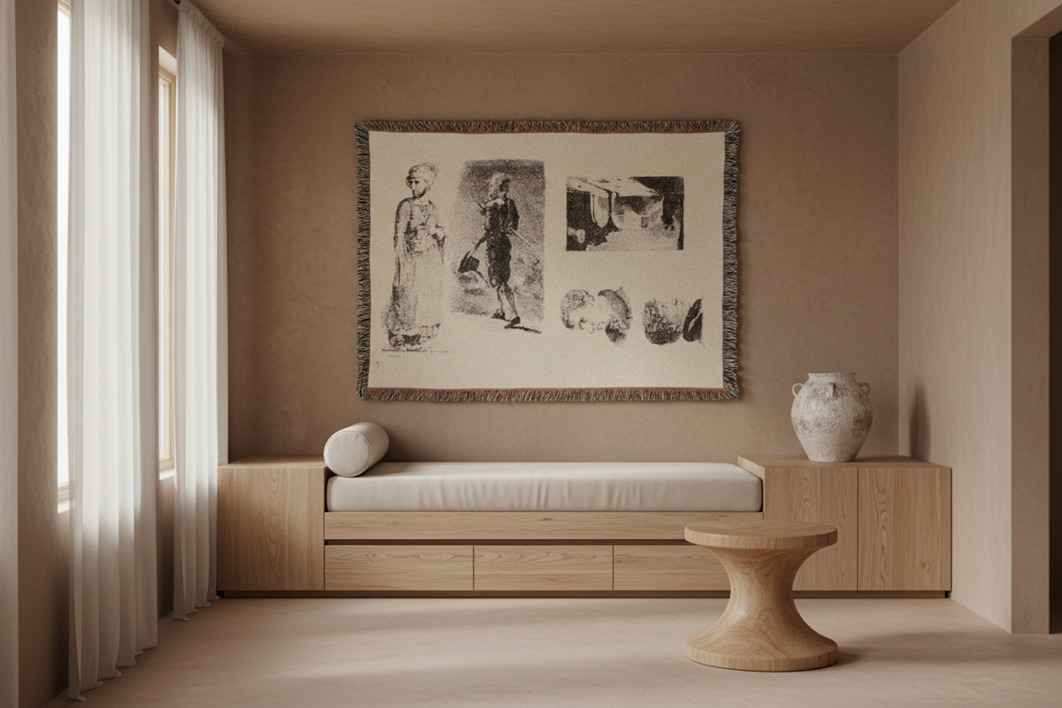 Sheet of Sketches — Delacroix Tapestry Blanket