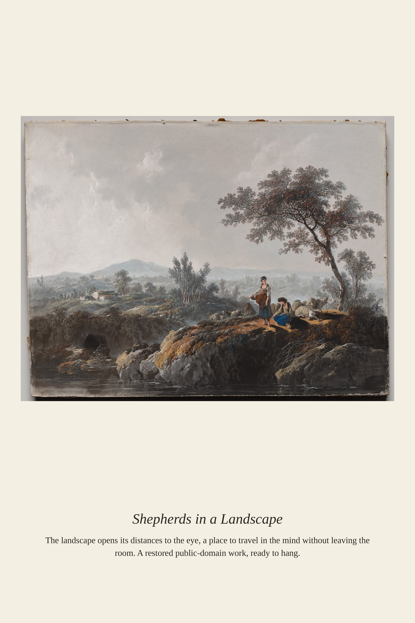 Shepherds in a Landscape (2) - Antique Landscape Print