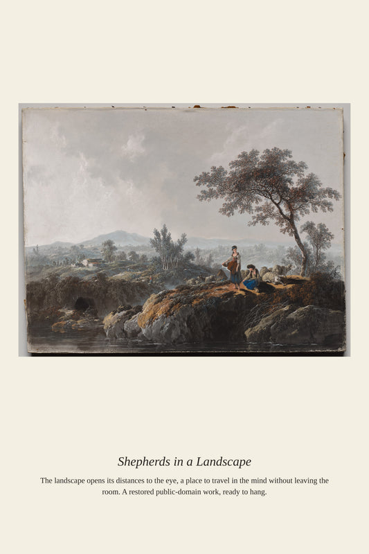 Shepherds in a Landscape (2) - Antique Landscape Print