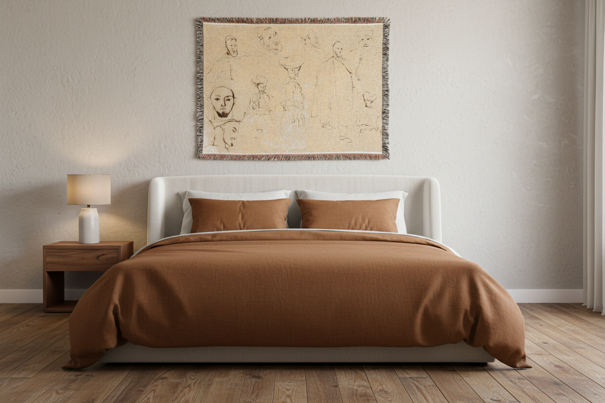 Sketches of Algerian Men — Delacroix Tapestry Blanket