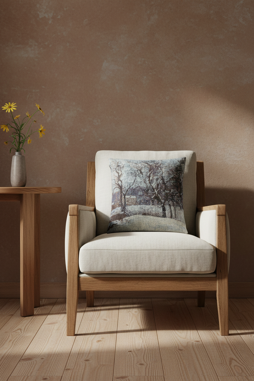 Snow at Louveciennes — Pissarro Pillow