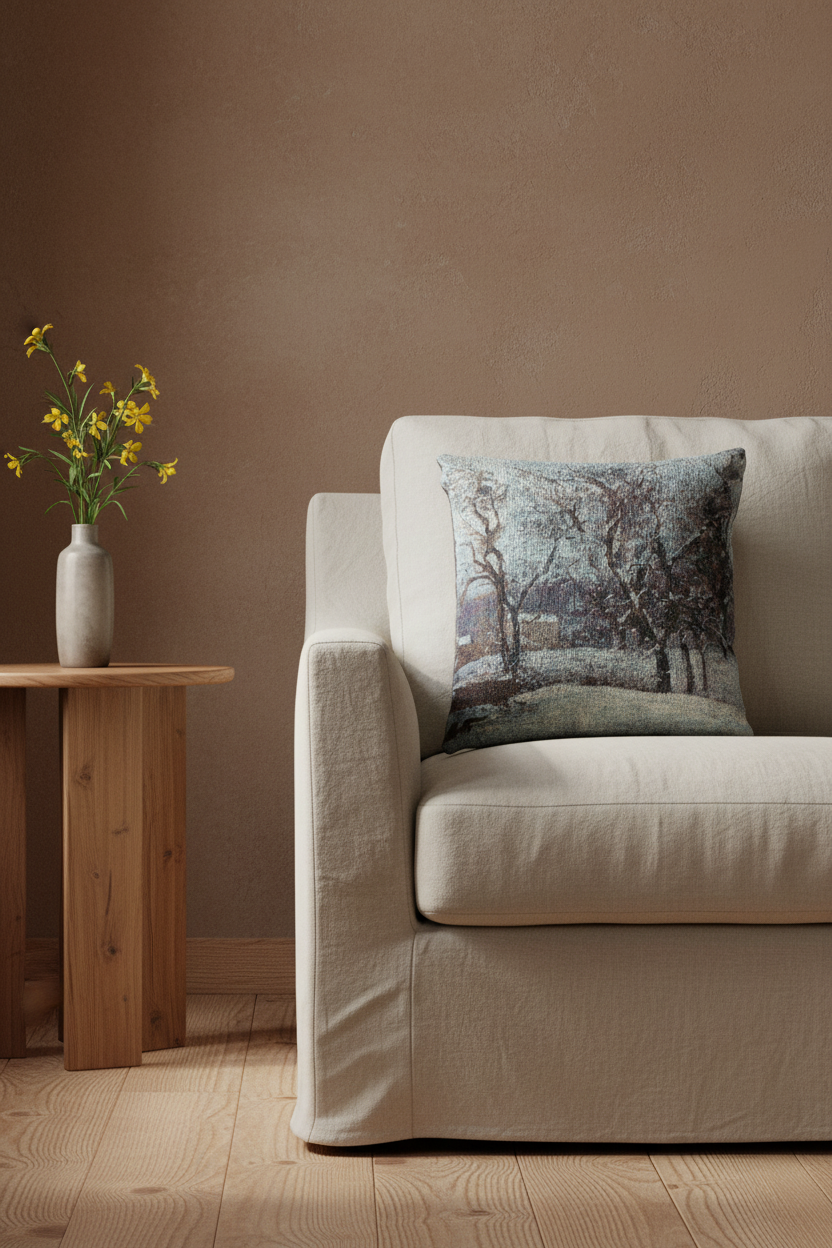 Snow at Louveciennes — Pissarro Pillow