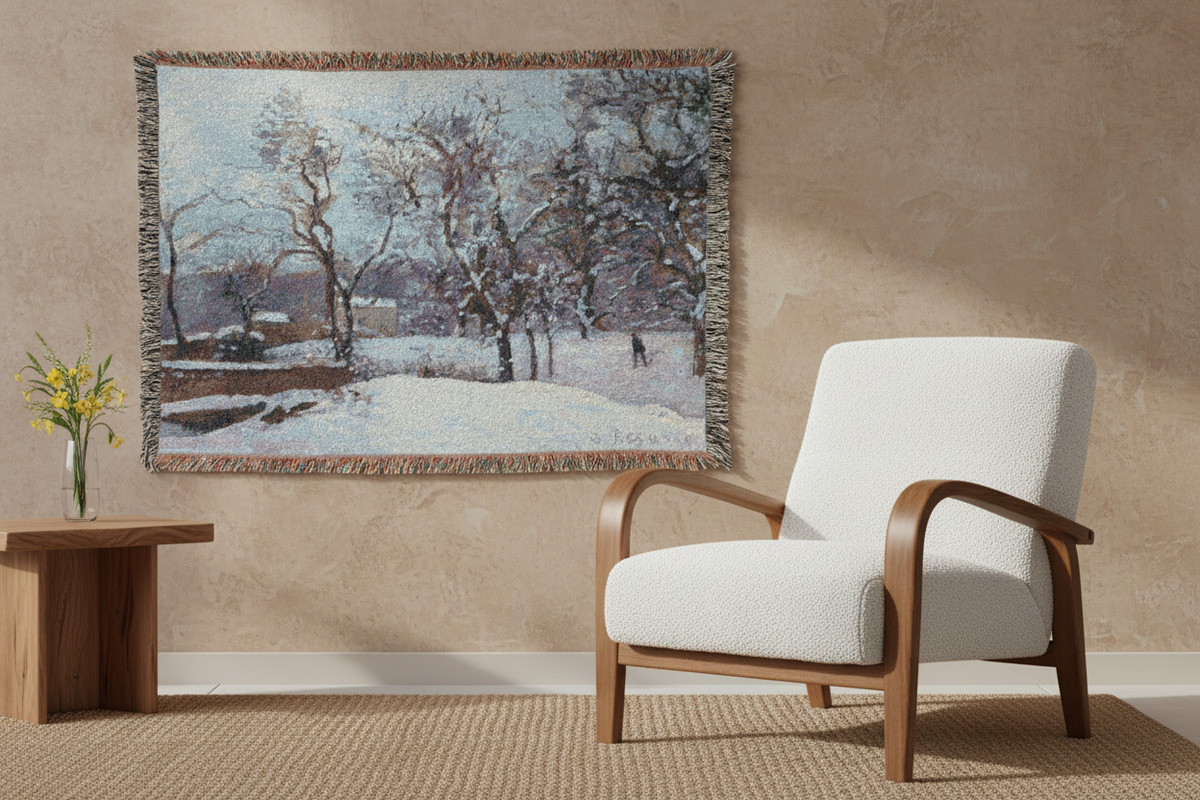 Snow at Louveciennes — Pissarro Tapestry Blanket