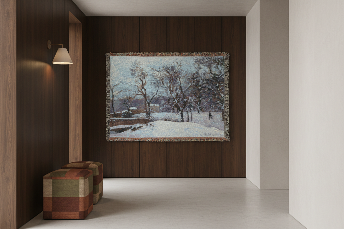 Snow at Louveciennes — Pissarro Tapestry Blanket