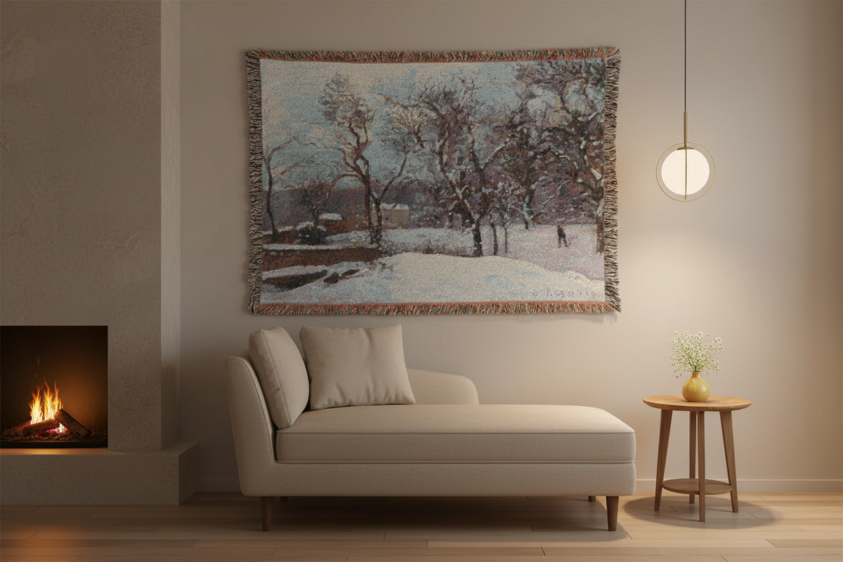 Snow at Louveciennes — Pissarro Tapestry Blanket