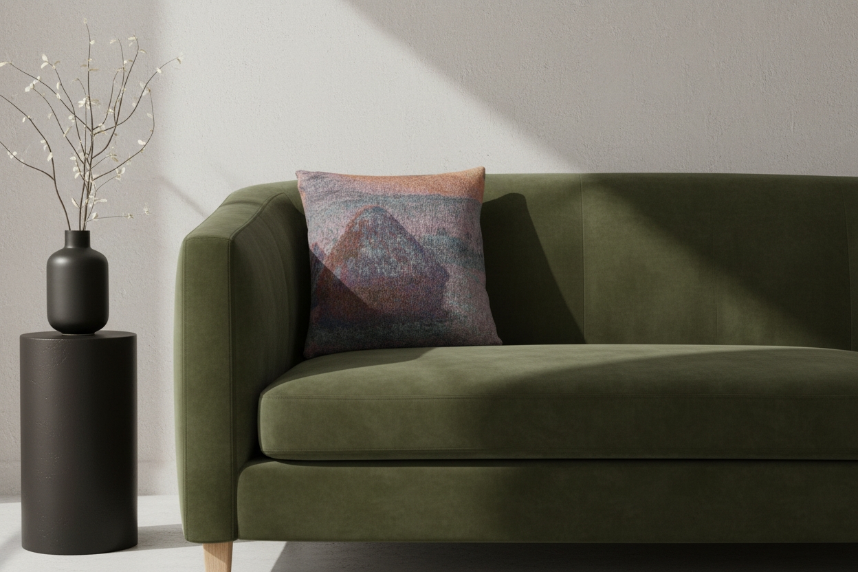 Stacks of Wheat (Sunset, Snow Effect) — Monet Pillow